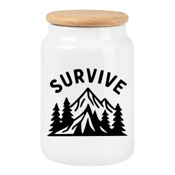 Survive - Nature - Boîte à biscuits avec couvercle en bois - blanc - Devant