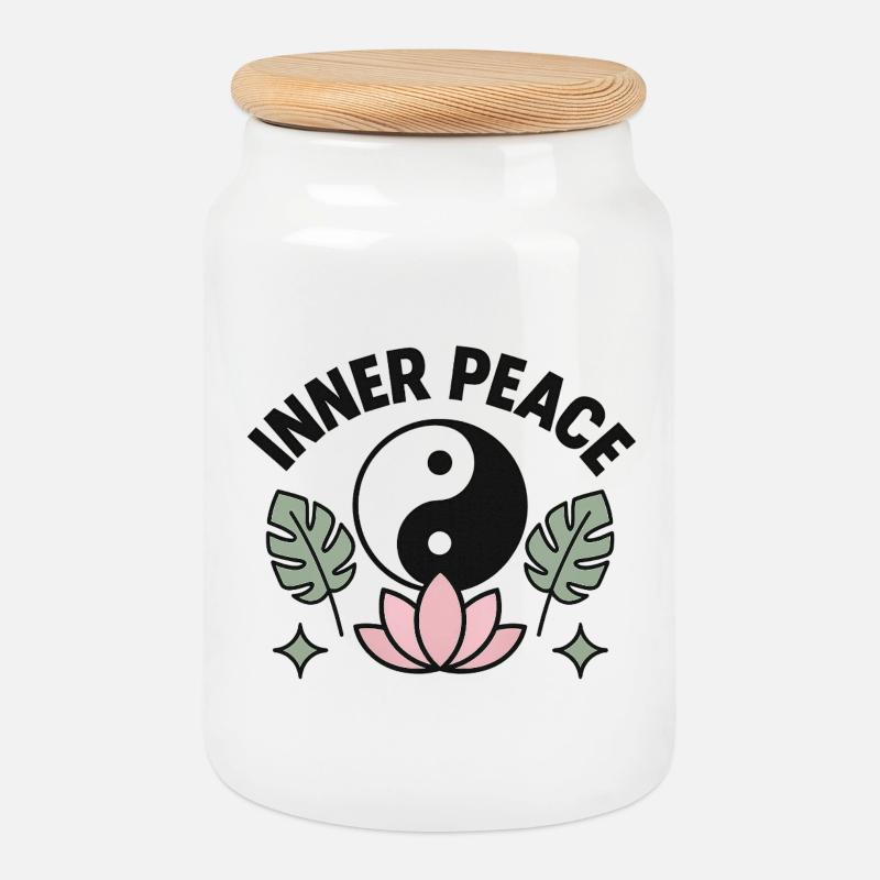 inner peace - Keksdose mit Holzdeckel - Weiß