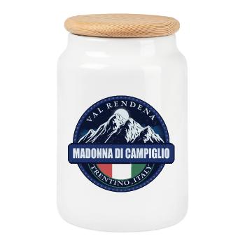 Madonna Di Campiglio , Italy - Cookie Jar with Wooden Lid - white - Front
