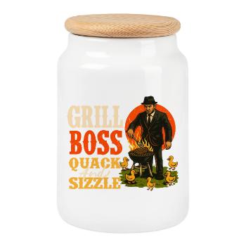 Grill Chef Quacksalber Und Brutzeln Lustiger BBQ Humor - Keksdose mit Holzdeckel - Weiß - Vorne