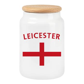 Leicester Flagge Design für Fans - Keksdose mit Holzdeckel - Weiß - Vorne