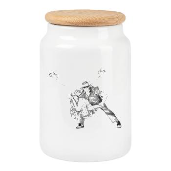 Rock-n-Roll - Boîte à biscuits avec couvercle en bois - blanc - Devant
