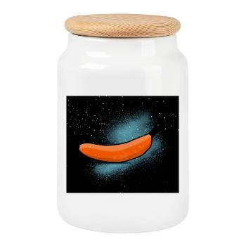 La banane dans l'univers - Boîte à biscuits avec couvercle en bois - blanc - Devant
