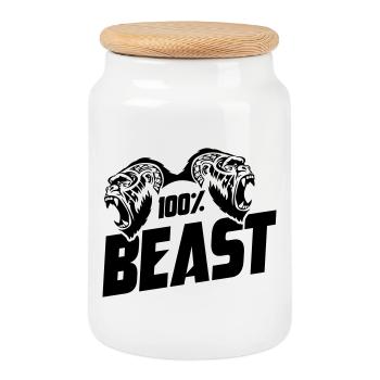 Gorilla Beast Motivation - Keksdose mit Holzdeckel - Weiß - Vorne