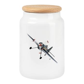 Aerobatic  - Keksdose mit Holzdeckel - Weiß - Vorne