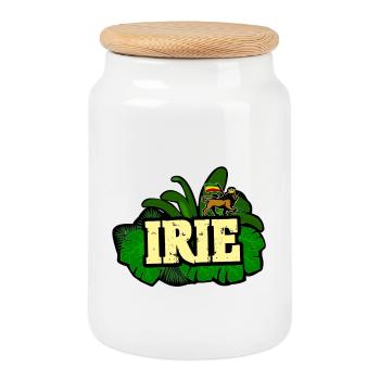 Reggae Irie - Boîte à biscuits avec couvercle en bois - blanc - Devant