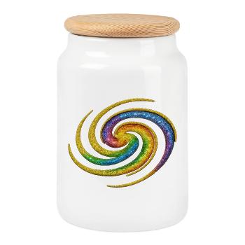 Spirale arc-en-ciel galactique - Boîte à biscuits avec couvercle en bois - blanc - Devant