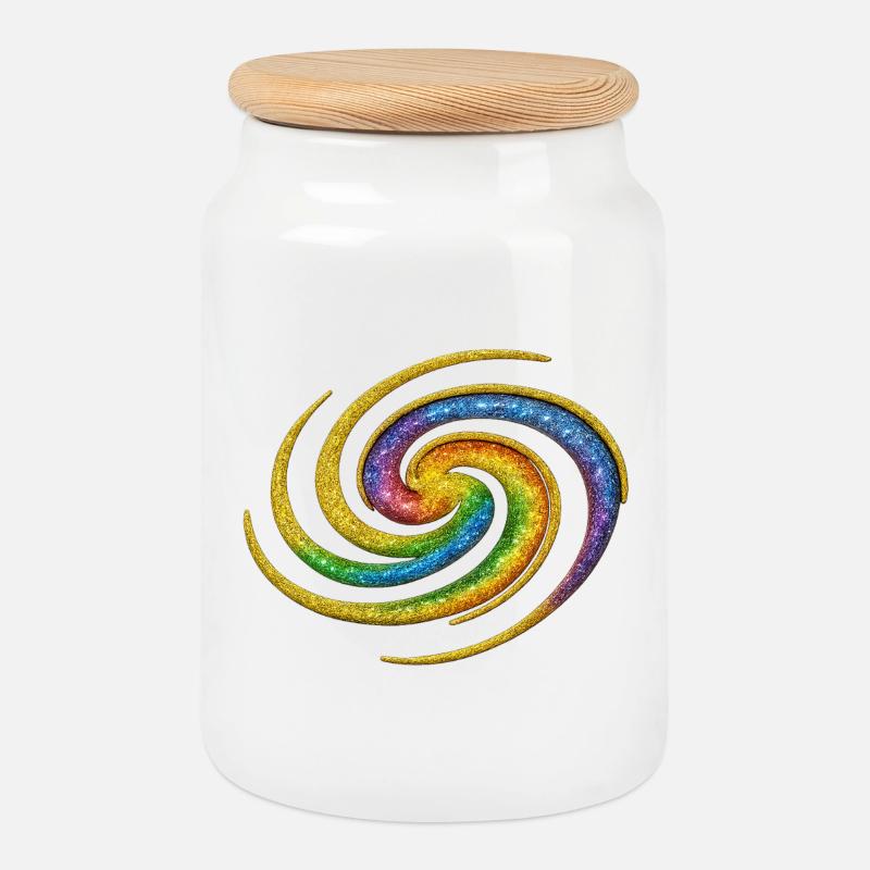 Galaktischer Regenbogenspiral  - Keksdose mit Holzdeckel - Weiß