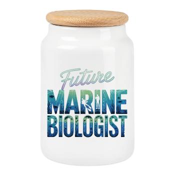 Zukunft der Meeresbiologie - Keksdose mit Holzdeckel - Weiß - Vorne