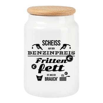 Scheiß Benzinpreis - Ich brauche Frittenfett - Cookie Jar with Wooden Lid - white - Front