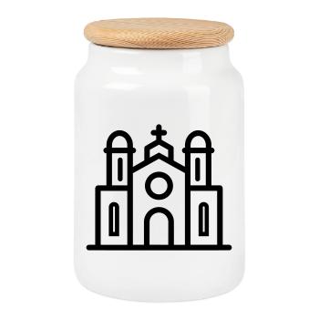 cathédrale - Boîte à biscuits avec couvercle en bois - blanc - Devant