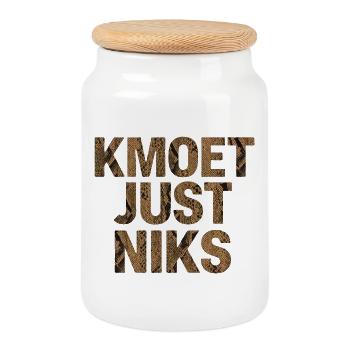 Kamoet just nothing, Dialecte anversois Chemises - Boîte à biscuits avec couvercle en bois - blanc - Devant
