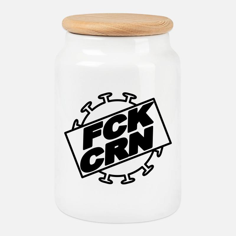 FCK_CRN_1 - Cookie Jar with Wooden Lid - white