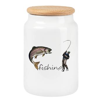 Fly fishing - Keksdose mit Holzdeckel - Weiß - Vorne