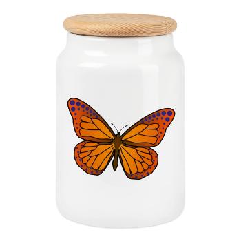 Illustration d’ailes de papillon vives - Boîte à biscuits avec couvercle en bois - blanc - Devant