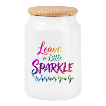 Regenbogen Glitzer Inspirierendes Zitat Design - Keksdose mit Holzdeckel - Weiß - Vorne