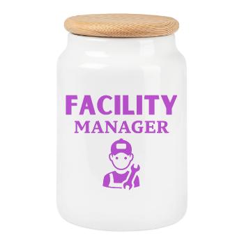 Facility Manager - Cookie Jar with Wooden Lid - white - Front