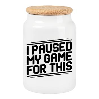 Ich habe mein Spiel dafür pausiert - Keksdose mit Holzdeckel - Weiß - Vorne