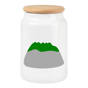 Minimalistische Gestaltung der Berglandschaft - Keksdose mit Holzdeckel - Weiß - Vorne