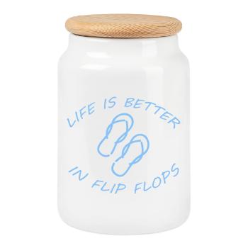 LIFE IS BETTER IN FLIP FLOPS - Cookie Jar with Wooden Lid - white - Front