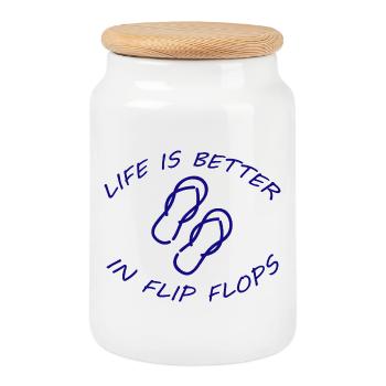 LIFE IS BETTER IN FLIP FLOPS - Keksdose mit Holzdeckel - Weiß - Vorne