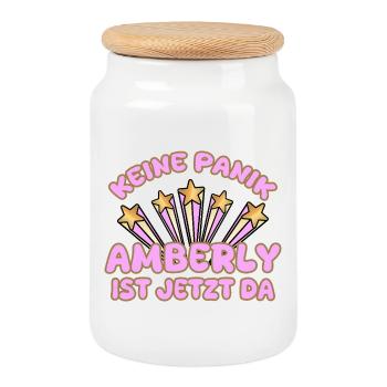 Amberly comme nom de femme - Boîte à biscuits avec couvercle en bois - blanc - Devant