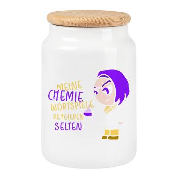 Chemistry Chemist Chemistry Teacher Funny Science - Cookie Jar with Wooden Lid - white - Front