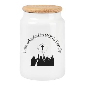 Lieu de rencontre dans la foi Conception familiale - Boîte à biscuits avec couvercle en bois - blanc - Devant