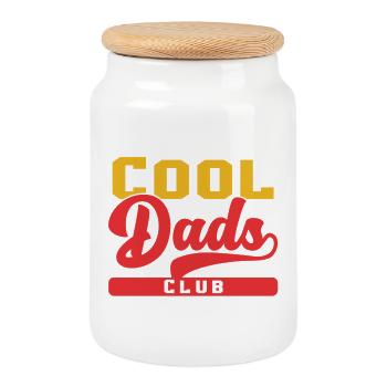 Cool Father's Club in Vintage Style - Cookie Jar with Wooden Lid - white - Front