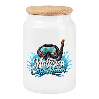 Plongée de rêve Cala Millor - Boîte à biscuits avec couvercle en bois - blanc - Devant