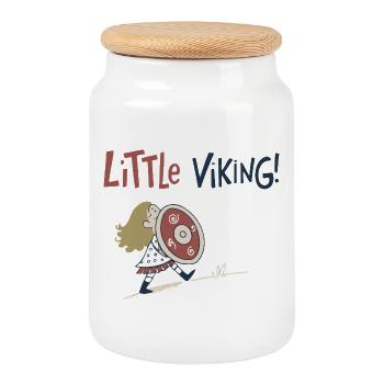 Petit Viking Aventure - Boîte à biscuits avec couvercle en bois - blanc - Devant