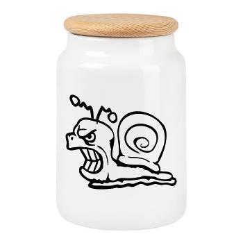 Escargot Mal En colère Attaque Groyage des dents Aigre - Boîte à biscuits avec couvercle en bois - blanc - Devant