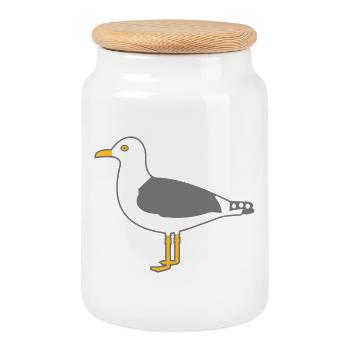 goéland argenté - Boîte à biscuits avec couvercle en bois - blanc - Devant