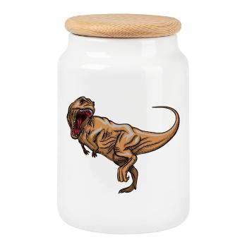 Rex rugissant dessin vintage - Boîte à biscuits avec couvercle en bois - blanc - Devant