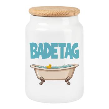 JOUR DE BAIGNADE Baignoire Rubber Duck Wellness - Boîte à biscuits avec couvercle en bois - blanc - Devant