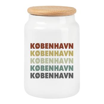 Copenhague - Kobenhavn - Danemark - Dänemark - Boîte à biscuits avec couvercle en bois - blanc - Devant