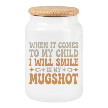 Quand il s’agit de mon enfant, je sourirai dans mon - Boîte à biscuits avec couvercle en bois - blanc - Devant
