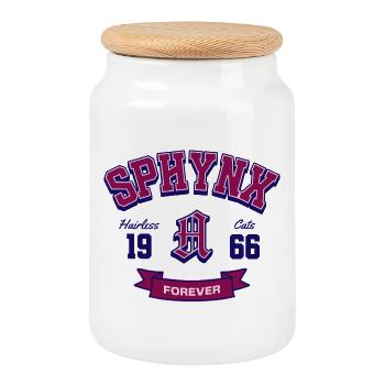 Sphynx Cats Forever Classic Varsity Style - Cookie Jar with Wooden Lid - white - Front
