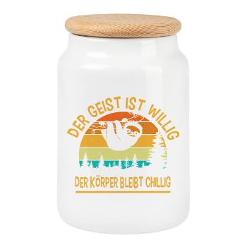 paresseux dictons drôles tenues amusantes - Boîte à biscuits avec couvercle en bois - blanc - Devant
