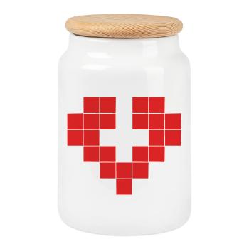 Pixel Heart Suisse Drapeau - Boîte à biscuits avec couvercle en bois - blanc - Devant