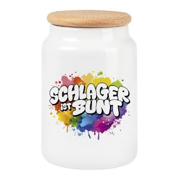 Schlager is colorful rainbow LGBTIQ - Cookie Jar with Wooden Lid - white - Front