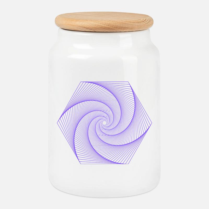 Spirale im hexagonalen Muster - Keksdose mit Holzdeckel - Weiß