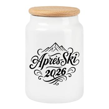 Après-ski 2026 - Boîte à biscuits avec couvercle en bois - blanc - Devant