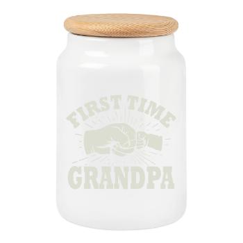 Grandpa-to-be grandpa for the first time - Cookie Jar with Wooden Lid - white - Front