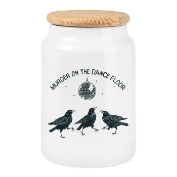 Murder on the Dance Floor Crows - Cookie Jar with Wooden Lid - white - Front