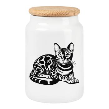Bengal Katze Design – Wild, schön und einzigartig - Keksdose mit Holzdeckel - Weiß - Vorne