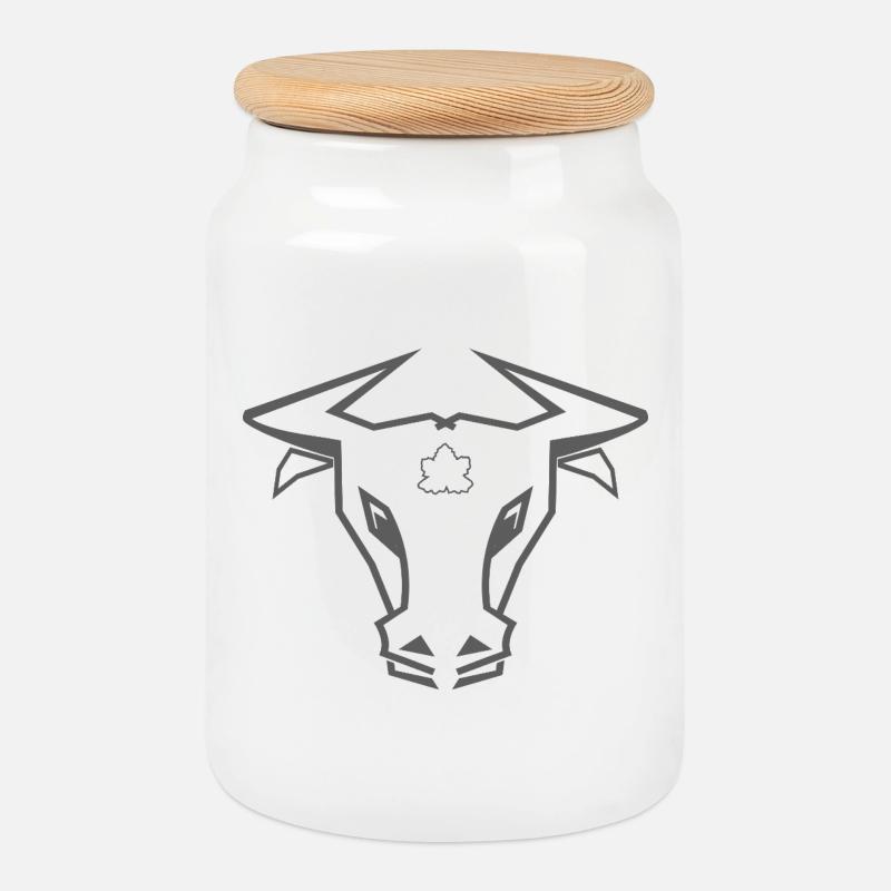 Stier_002a - Keksdose mit Holzdeckel - Weiß