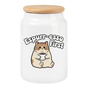 Espurr-Esso First - Cookie Jar with Wooden Lid - white - Front
