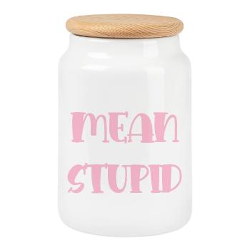 I'm Mean – Naughty Pink Typo - Cookie Jar with Wooden Lid - white - Front