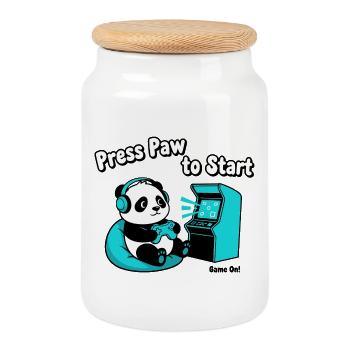 Panda Press Paw Start - Cookie Jar with Wooden Lid - white - Front